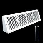 Fits 24x6 Duct Opening | Steel Triangular Baseboard Return Air Grille by Handua | Efficient Air Flow | Air Register Vent Cover Grill | 3-13/16" Depth | White | Outer Dimensions: 25-3/4" x 6-5/8"