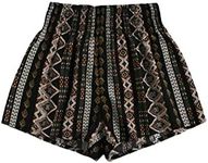 Floerns Women's Summer Tribal Print Elastic Waist Beach Shorts Black Tribal M