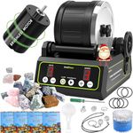 Brushless Rock Tumbler Kit with Memory Function, Professional Large 2.5LB Rubber Barrel with 3-Speed Motor & 9-Day Timer, Quiet Polisher with 6 Belts, Gemstones & 4 Polishing Grits, for Adults Kids