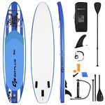 Goplus Inflatable Stand Up Paddle Board, 10FT/10.5FT/11FT SUP with Accessory Pack, Adjustable Paddle, Carry Bag, Bottom Fin, Hand Pump, Leash and Repair Kit (Navy Blue, 10.5 FT)