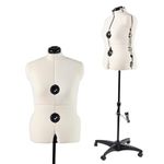 PDM WORLDWIDE Beige Adjustable Dress Form Mannequin for Sewing Female Size 12-18, Pinnable Model Body with 13 Dials, Detachable Casters, 42.5"-60" Height Range for Clothing Display, Medium to Large