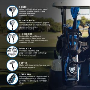 Strata 16-Piece Golf Club Set – Blue, Complete Starter Kit
