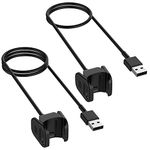 Kissmart Charger Compatible with Fitbit Charge 3, Replacement USB Charging Cable Cord Dock Cradle Clip for Fitbit Charge 3 / Charge 3 SE Smartwatch (2Pack, 1.8ft & 3.3ft)