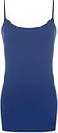 Women Cami Stretch Strappy Vest Ladies Camisole Tank Scoop Neck Top Plus Size Blue 20-22