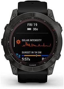 Garmin 010-02541-10 fenix 7X Sapphire,Larger adventure smartwatch, Solar Charging Capabilities, rugged outdoor GPS watch, touchscreen, wellness features, Carbon Gray DLC Titanium with Black Band