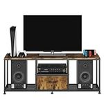 Wisdom Star TV Stand with Storage Cabinet,Entertainment Television Cabinet Center for TV up to 50 inch, Open Storage Shelves for Living Room,Bedroom, Metal,Rustic Brown