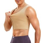 TAILONG Mens Compression Corset Vest Hide Gynecomastia Chest Binder Faja para Hombre Tank Top, Beige, Medium