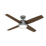 Hunter Fan Company, 59616, 52 inch Oceana Matte Silver Wet Rated Ceiling Fan with LED Light Kit and Wall Control