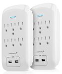 Fosmon 6 Outlet Surge Protector 1200J (2 Pack) with 2.1A Dual USB Ports Charger, Multi Plug Outlet Extender 1875 Watt, 3-Prong Grounded Wall Tap Splitter Adapter