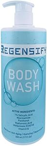 REGENSIFY Red Acne Body Wash 500 ml (17 FL Oz) [1% Salicylic Acid, Niacinamide, Panthenol, Hyaluronic Acid, Coenzyme Q10 & Vitamin E] - Anti Aging, Hydrating, Moisturising & Exfoliating Shower Gel