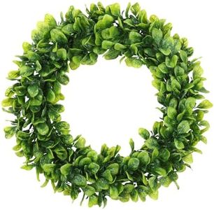 U'Artlines 17" Spring Summer Wreath for Door Green Boxwood Wreath Greenery Hanging Garland for Home Wedding Wall Window Decoration(01)