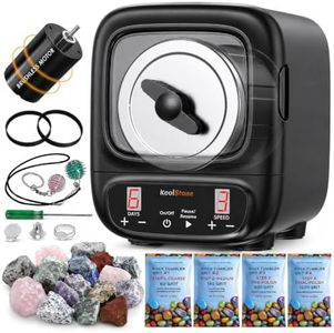 KoolStone C1 Pro Max Brushless Rock Tumbler Kit - Extra Large 3LB Capacity, Up to 6X More Noise Cancelling, Ultra Quiet Rotary Polisher with Full Accessories, Ideal for Adults Kids