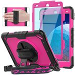 Timecity Case Compatible with iPad 10.5/ iPad Air 3 Case2019/ iPad Pro 10.5 Inch Case 2017, with Screen Protector/ 360 Degree Swivel Kickstand/Hand Strap/Pencil Holder for iPad Air 3rd Gen- Rose