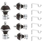 GLOXY Manjira Shape Stainless Steel & ABS Curtain Bracket Parda Holder with Support 1 Inch Rod Pocket Finials Designer Door and Window Rod Support Fittings, Curtain Rod Holder(Brown, Pair of 3)