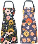 ARBINSON 2 Pack Floral Apron for Wo