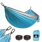 NATUREFUN Ultra-Light Travel Camping Hammock | 300kg Load Capacity,(275 x 140 cm) Breathable,Quick-drying Parachute Nylon | 2 x Premium Carabiners,2 x Nylon Slings Included | Outdoor Indoor Garden