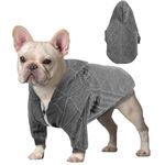 meioro Zipper Hooded Dog Sweater Pet Clothing Dog Cat Clothes Cute Pet Clothing Warm Hooded Winter Warm Puppy French Bulldog Pug (XXL, Grey)