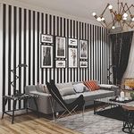 Qianglive 17.3”x400” Black and White Striped Wallpaper Self-Adhesive Wallpaper Modern DIY Wallpaper for Bedroom Livingroom Cabinets Decor Vinyl Roll