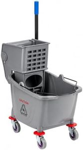 Commercial Mop Bucket with Wringer on Wheels | Gray 35 Quart