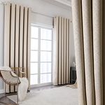 Krismile Full Blackout Curtains Eyelet Noise Reducing for bedroom - Thermal Insulated & Room Darkening,Thick Extra Long Lined for Livingroom 52 x 96 inch Camel Beige Color Set of 2