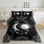 Feelyou Galaxy Bedding Set Constellation Comforter Set for Kids Boys Girls Teens Gothic Style Boho Mandala Comforter Breathable Sun and Moon Duvet Set Black White Room Decor Quilt Set Full Size