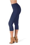 SATINA High Waisted Leggings for Women | Women’s Leggings in Capri & Full Lengths | Yoga Pants | Regular & Plus Sizes Navy