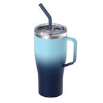 Zukro 32 oz Tumbler with Handle and Straw| Insulated Stainless Steel Cup Keeps Drinks Cold 24 Hours and Hot 8 Hours| No Sweat Travel Mug Fit in Cupholder| Dishwasher Safe| Bluewave