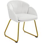 Yaheetech Velvet Tub Chair Vanity Chair, Modern Accent Armchair Lounge Chair Single Sofa with Golden Mental Legs for Living Room/Bedroom/Makeup, White