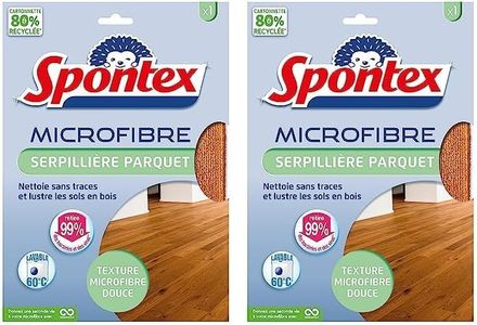 Spontex - Serpillière Spécial Parquet - Texture Microfibre Douce - Elimine Facilement Le Gras et la poussière - Fait Briller - Elimine 99% des bactéries (Lot de 2)