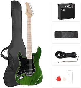 GLARRY 39" Left Handed Full Size Electric Guitar for Music Lover Beginner with 20W Amp and Accessories Pack Guitar Bag (Green)