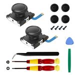 Veanic 2-Pack 3D Replacement Joystick Analog Thumb Stick for Switch Joy-Con Controller - Include Tri-Wing, Cross Screwdriver, Pry Tools + 4 Thumbstick Caps