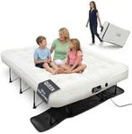 Ivation EZ®-Bed (Queen) Inflatable Air Mattress with Frame & Built-in Pump - 3 Min Self Inflate/Deflate - Raised Blow up Bed with Legs, Auto Shut Off, Premium Coil Design, Wheeled Portable Case