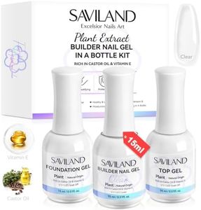SAVILAND Clear Builder Nail Gel Kit in a Bottle: 3 Pcs 15ml Vitamin E Ingredient Builder Nail Gel Base & Top Gels with Castor Oil Hard Gels for Nails Strengthener Extension Repair Nail Art Home Salon