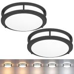 2 Pack Black Ceiling Light, 10.3 Inch LED Ceiling Light Fixture,17W, 2700K/3000K/3500K/4000K/5000K Adjustable Ceiling Light for Bedroom