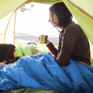azark Premium Sleeping Bag – 350GSM Lightweight Waterproof, 4-Season Blue