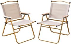 BOOSDEN Portable Camping Chairs 2 Pack, Folding Beach Chairs for Adults, Outdoor Chairs Folding with Wood Handle, Collapsible Chair for Camping, Hiking, Tailgates, Picnic, Beach, and Sports