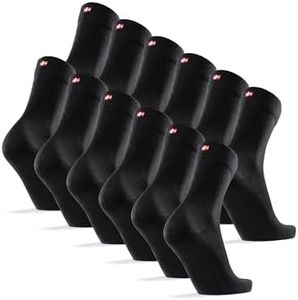 Classic Cotton Dress Socks, for Men & Women, Soft, Comfortable, Breathable, Everyday Wear, 6-Pack, Black, Grey, Red (Black, Large)