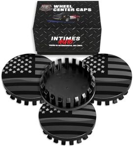 InTimesAuto 83MM 3.25 Inch Wheel Center Caps Rim Wheel Center Hub Caps, Pack of 4 Gloss Black with American Flag