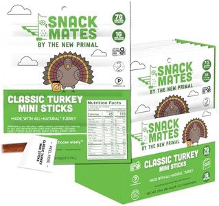 The New Primal Snack Mates Turkey Sticks, Gluten Free Healthy Snacks for Kids, Low Sugar High Protein Back to School Snacks, Mini Paleo Jerky Meat Stick, 7g Protein, 45 Calories, 40 Pack