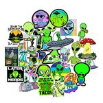 STOBOK 150pcs Alien UFO Stickers Cartoon Luggage Stickers Skateboard Stickers Self- adhesive Scrapbooking Stickers Waterproof Vinyl Graffiti Decal for Laptop Guitar Travel Case