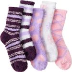 Fuzzy Socks for Womens Slipper Warm Fluffy Cozy Cabin Thick Winter Christmas Gift Stocking Stuffers for Women Soft Fleece Comfy Socks (Purple Mixed)