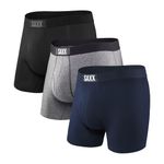 SAXX Underwear Co. Men's Ultra Super Soft Boxer Brief Fly 3-Pack, Classic Ultra 18, Large