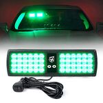 Xprite Green Visor Strobe Flashing Lights 48 LED Emergency Front Windshield Sunshield Hazard Warning Traffic Light for Firefighter Volunteer Vehicles Snowplow Trucks Law Enforcement