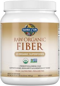 Garden of Life Fiber Supplement, Raw Organic Fiber Powder - 30 Servings, 15 Organic Superfoods, Probiotics and Omega-3 ALA, 4g Soluble Fiber, 5g Insoluble Fiber for Regularity, Psyllium Free Fiber