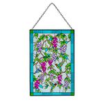 Viveta Hummingbird Stained Glass Window Hanging, Stained Glass Suncatchers with Chain, Bird and Flowers Stained Glass Panels for Windows Home Wall Art Decor(Rectangular 15 * 10")