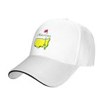 Masters Tournament Golf Baseball Cap Adjustable Magic Buckle Design Casual Sandwich Baseball Hat for Men Women Headwear, White2, One Size