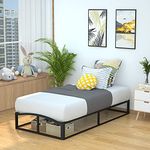 Amazon Basics 10" Modern Metal Platform Bed with Wood Slat Support - Mattress Foundation - No Box Spring Needed, Twin