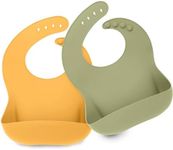 KeaBabies 2-Pack Silicone Bibs For Babies, Silicone Baby Bibs for Eating, Food-Grade Pure Silicone Bib, Toddler Bibs, Waterproof Bibs, Feeding Bibs, Silicon Bibs for Toddlers, Boys, Girls (Harvest)