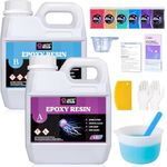 LET'S RESIN 2.4L Crystal Clear Casting Resin Kit, Bubbles Free Epoxy Resin Kit, Clear Resin for Tumblers, Moulds, Jewelry, Table Top, Epoxy Resin with 6 Mica Powders, Large Silicone Cup and More