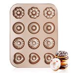 Donut Pan 12 Cavity, Beasea Nonstick Donut Baking Pans, Carbon Steel Donut Mold, Donut Baking Tray Bagels Mold for 12 Donuts